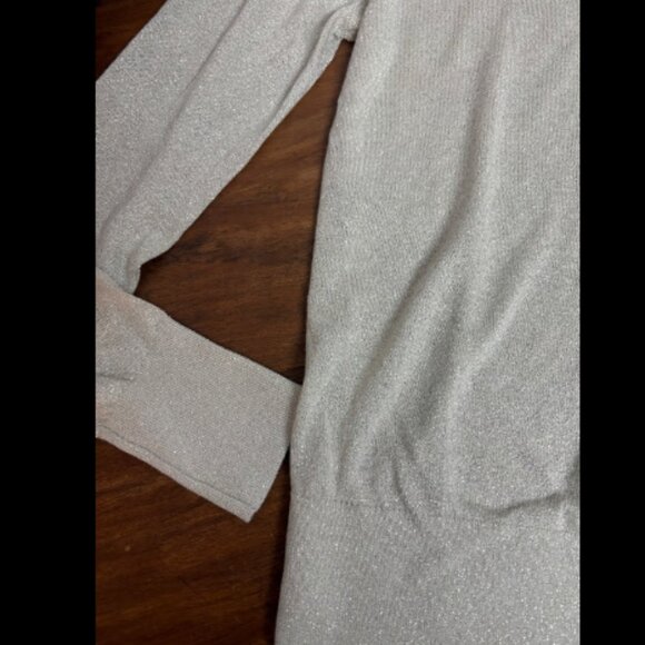 ANN TAYLOR LOFT SHIMMER MOCK NECK SWEATER SEMI SHEER POPCORN NWT M - Picture 9 of 13